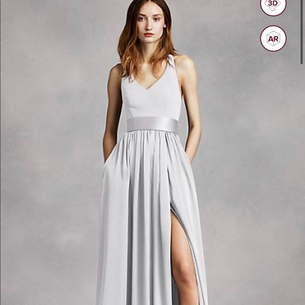White by Vera Wang V neck dress with slit